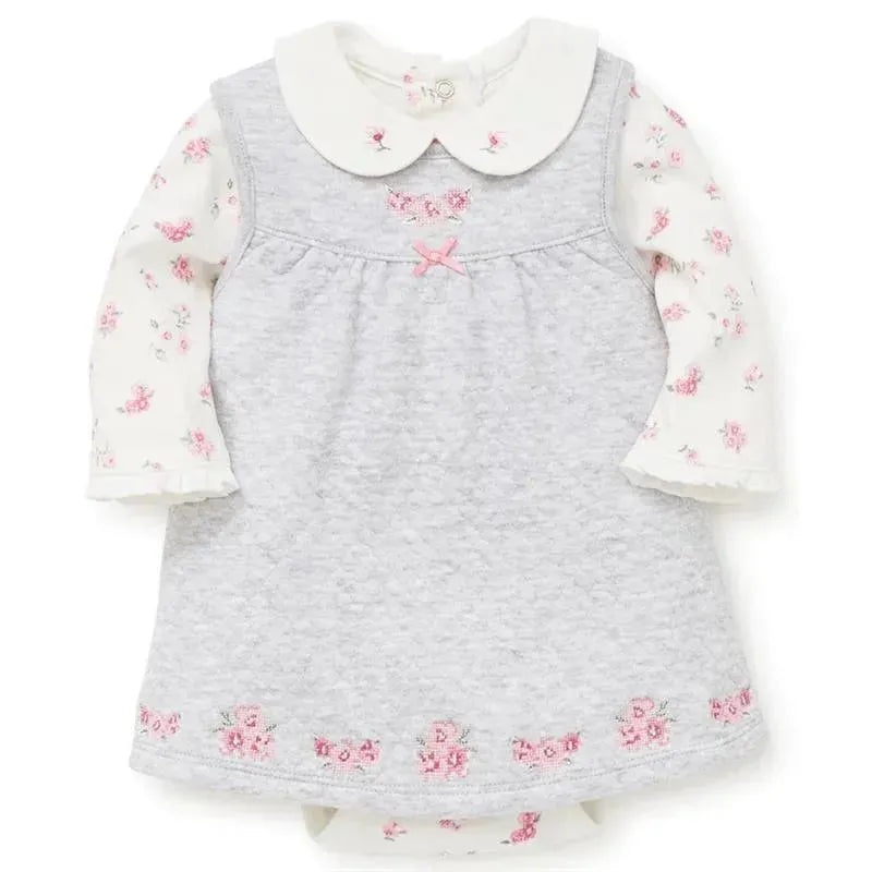 Little Me Bountiful Roses Jumper Set Heather Grey