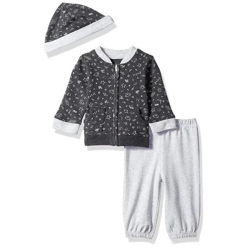 Little Me- Chalkboard Cardigan Set, Heather Gray