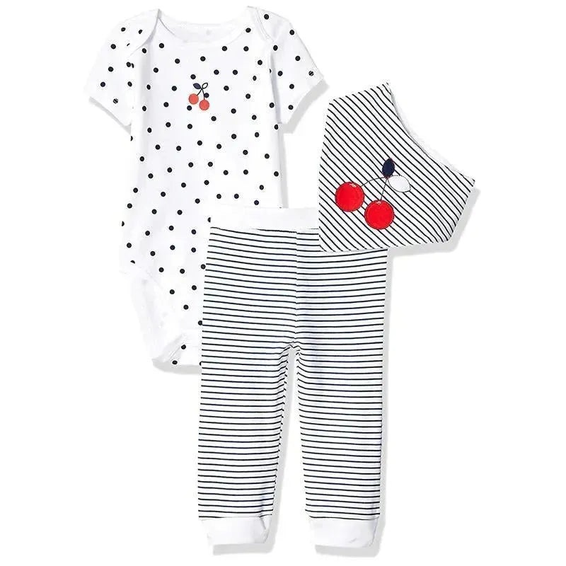 Little Me – Cherry 3 Pack Pant Set, White/Blue
