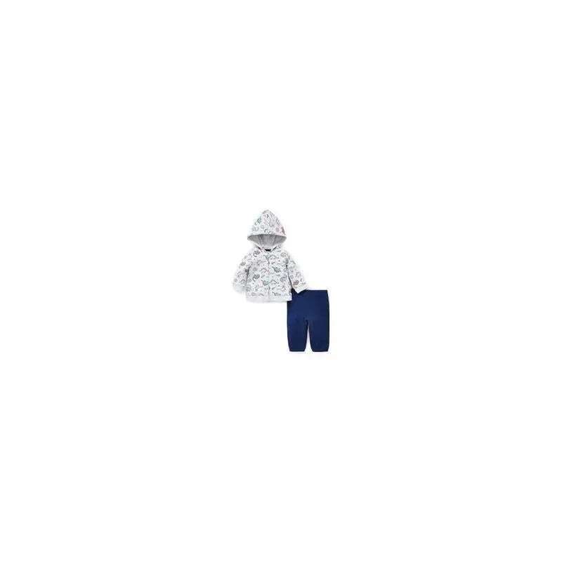Little Me- Dino Hood Cardigan Set, Blue