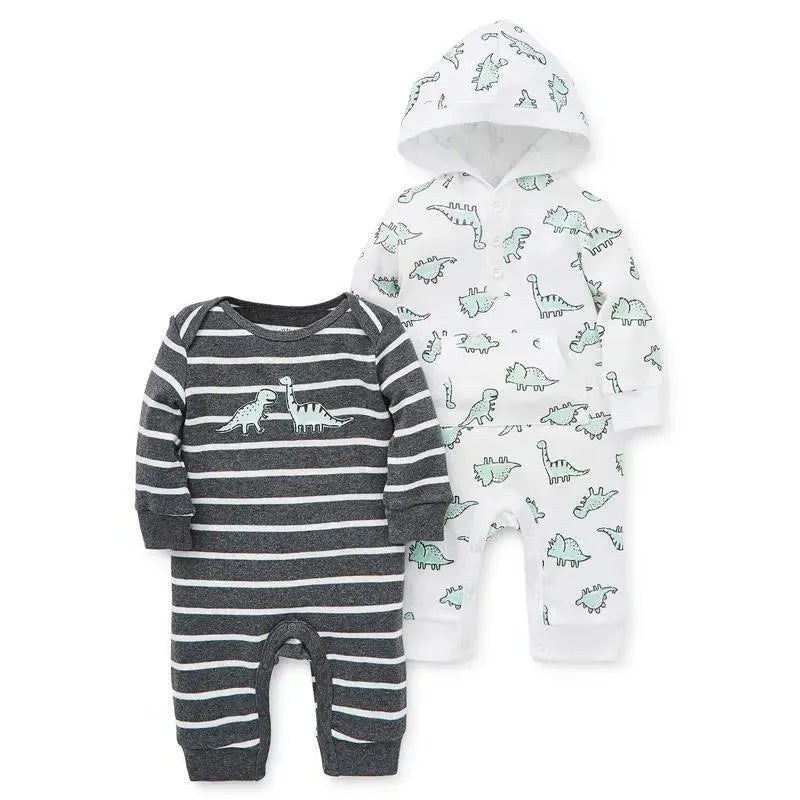 Little Me – Dinos 2 Pc Coverall, Grey Heather
