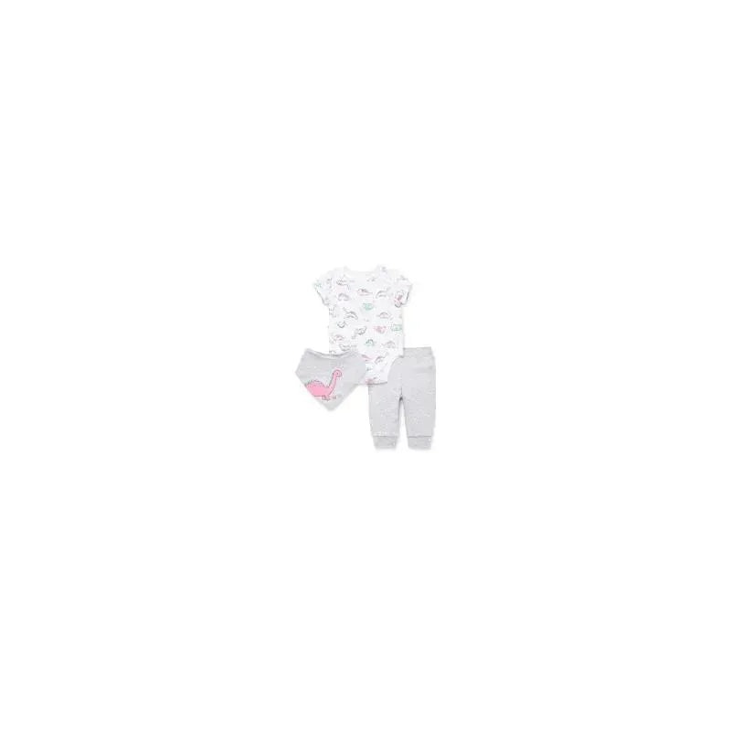 Little Me – Girls Dinos 3 Pack Pant Set, Grey