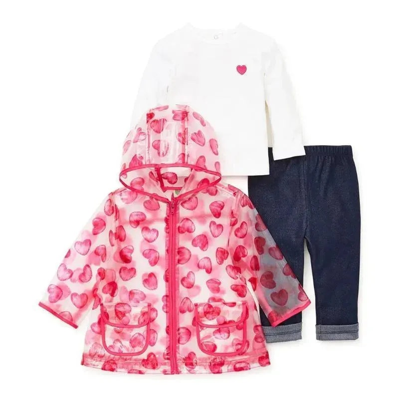 Little Me Jackets & Outerwear Heart Raincoat Jacket Set 4T, Pink & White