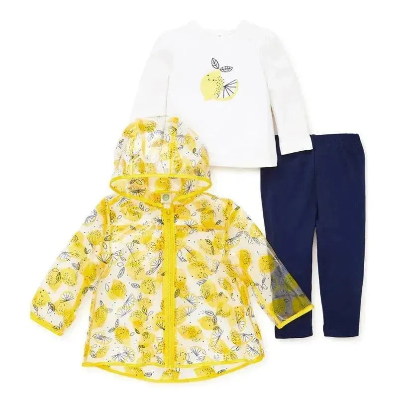 Little Me Jackets & Outerwear Lemon Raincoat Jacket Set, Yellow & White