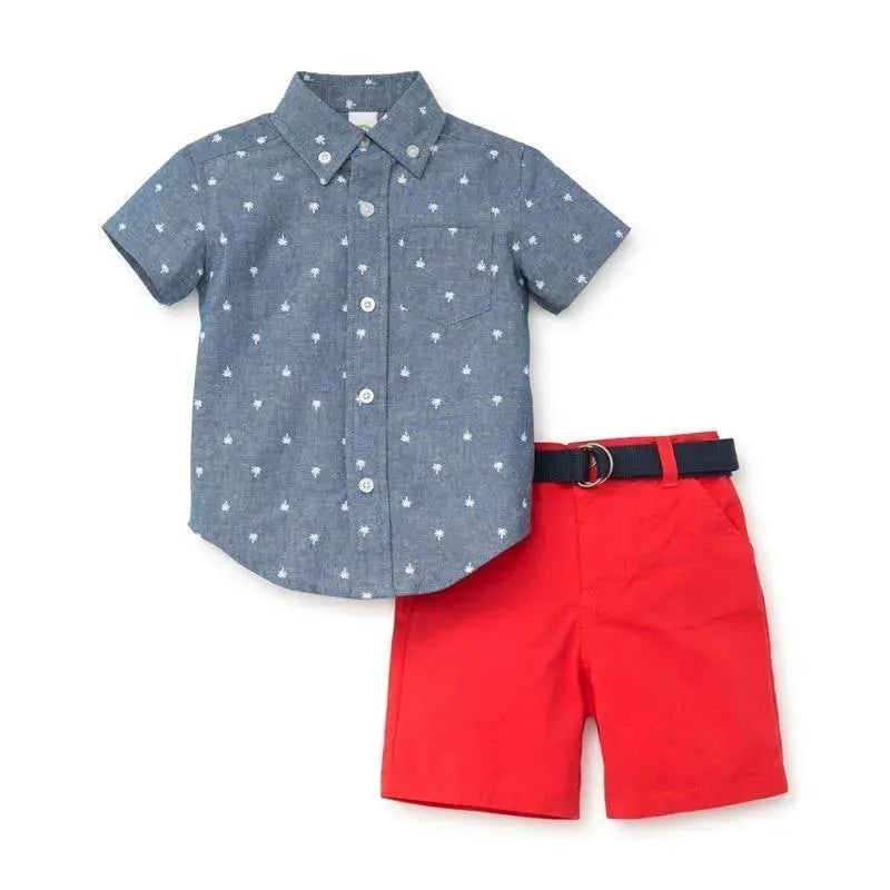 Little Me Palm Tree Short Set – Red
