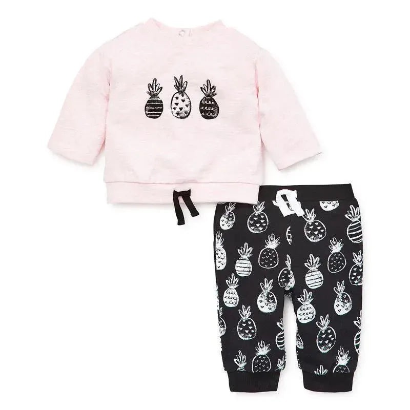 Little Me – Pine G Sweatshirt Set, White/Black