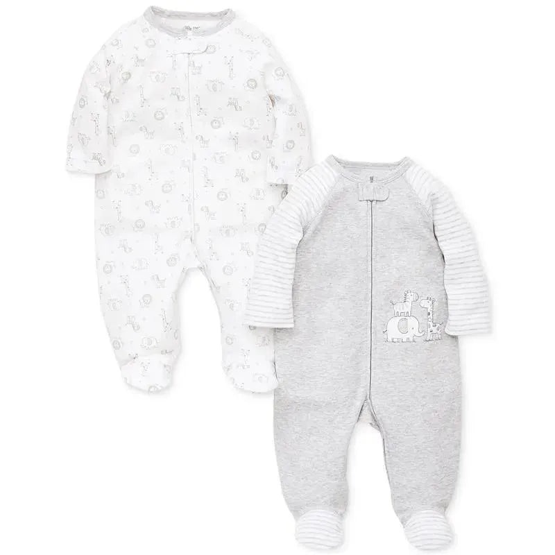Little Me – Safari 2 Pack Footie, Grey