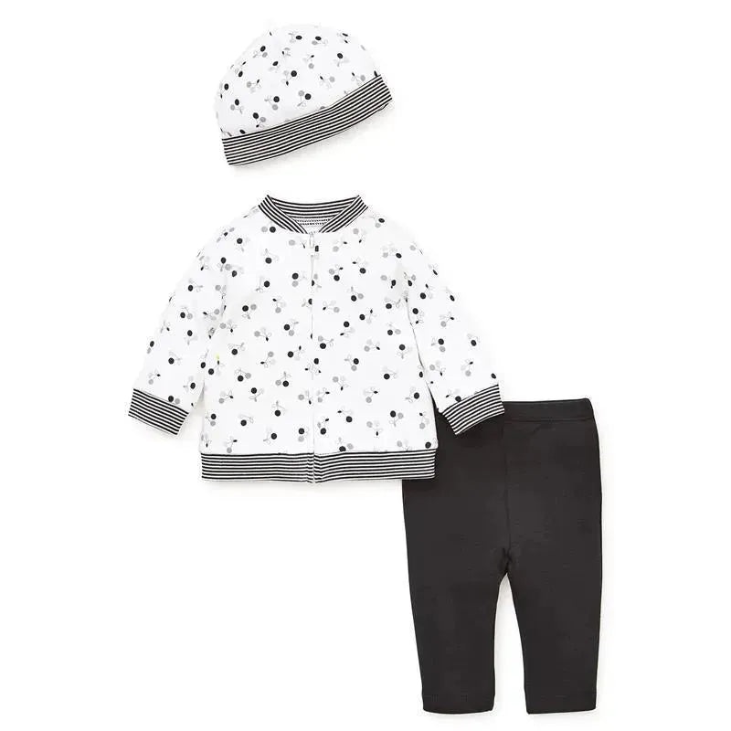 Little Me – Shiny Berry Cardigan Set, Black