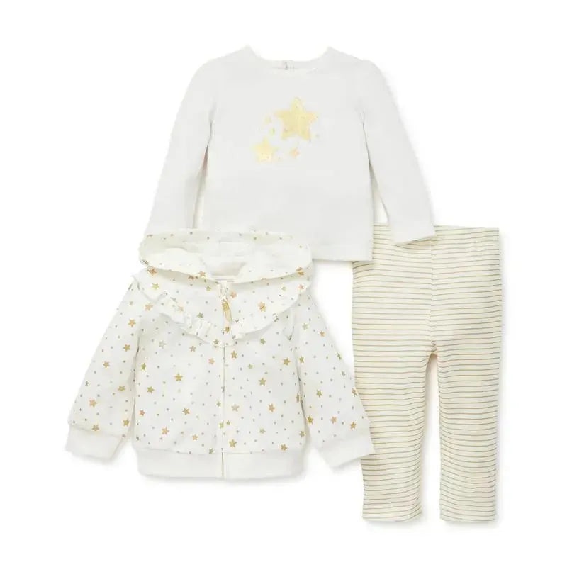 Little Me – Star Hoodie With Legging Set, Ivory