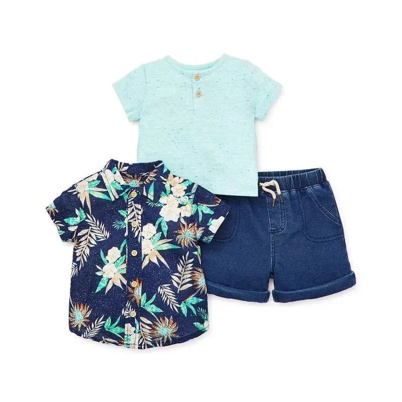 Little Me – Tropics 3 Pack Short Set, Blue