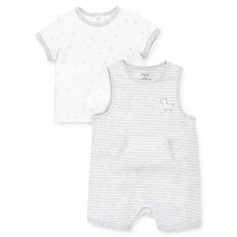 Little Me Zebra Shortall Set – Grey