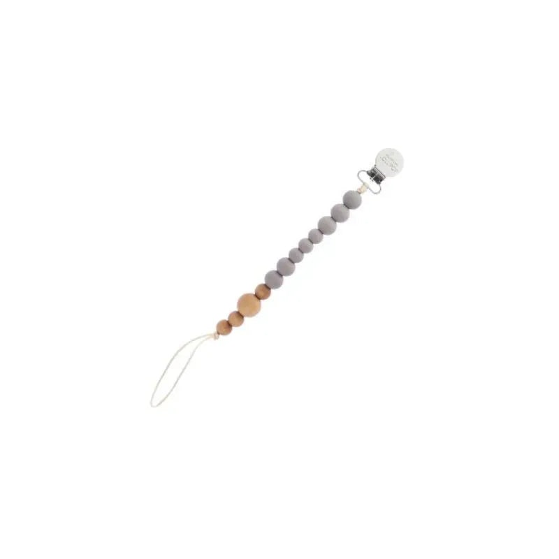 Loulou LOLLIPOP Lolli Colour Block Wood + Silicone Pacifier Clip, Opal Gray