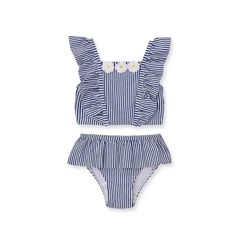 Little Me – Baby Girl Daisy Stripe Swimsuit Blue