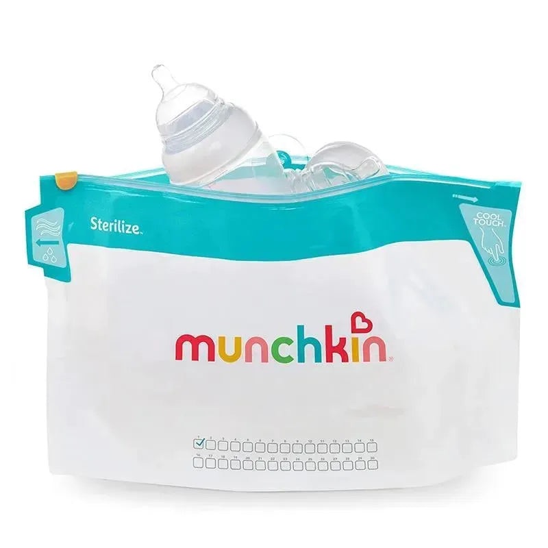 Munchkin Jumbo Bottle Sterilizing Bags, Microwave Bottle Sterilizer Bags – 6Pk, 180 Uses
