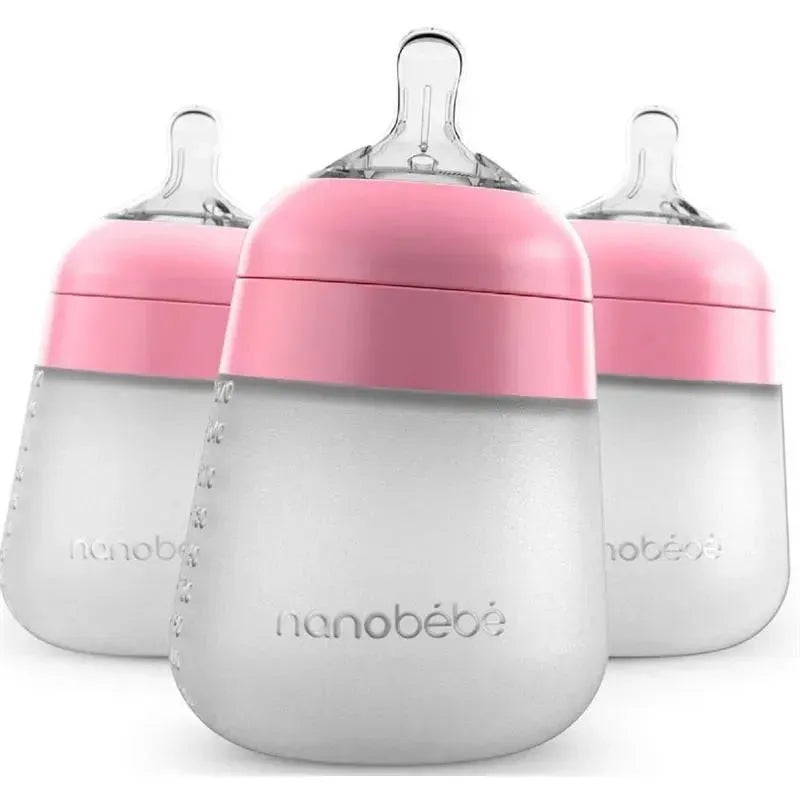 Nanobebe – 3Pk Silicone Baby Bottle Pink, 9Oz