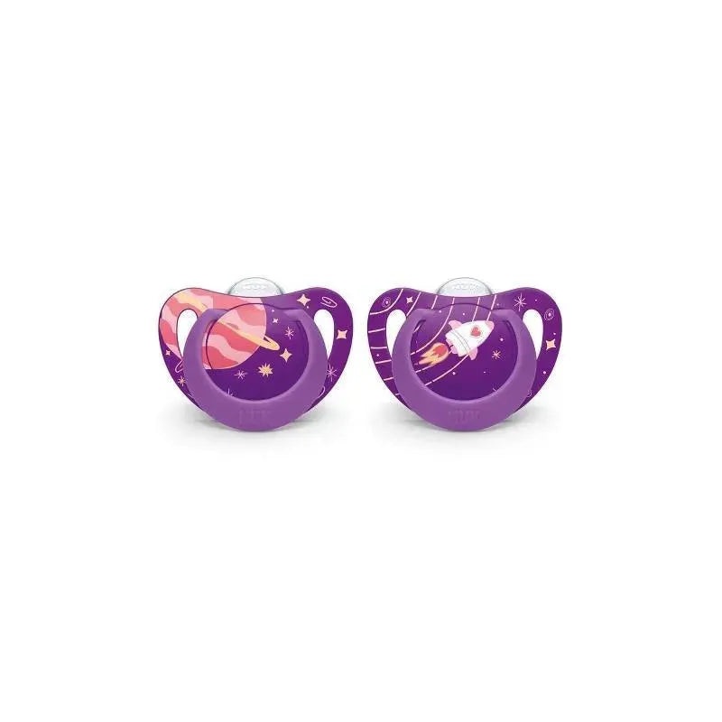 Nuby – 2 Pk Pacifier Genius Size 2 Outer Space, Girl
