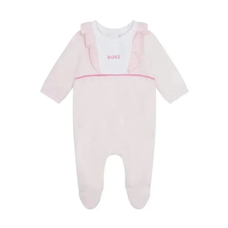Hugo Boss Baby – Girl Footie Front Ruffle, Pink Pale