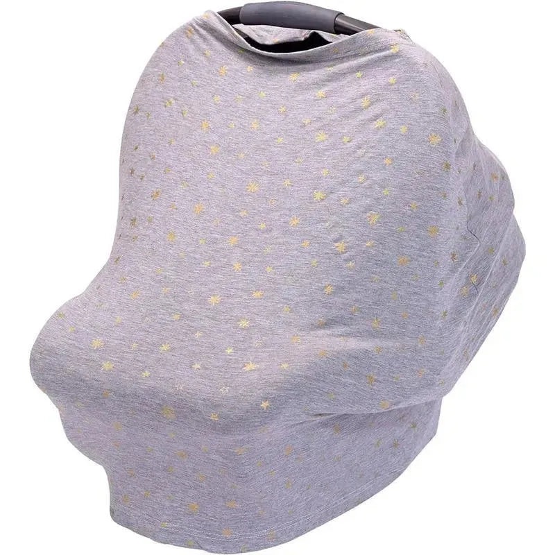 J.L. Childress – 4-in-1 Multi-Use Cover, Stretchy Car Seat Canopy and Privacy Cover, Grey/Gold Stars