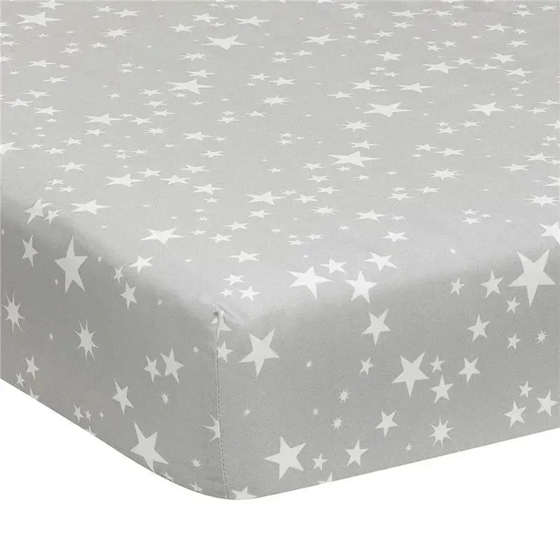 Lambs & Ivy – Milky Way Fitted 100% Cotton Star Crib Sheet, Grey