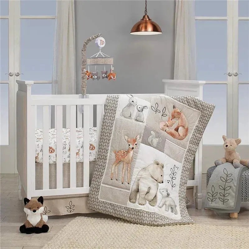Lambs & Ivy – Painted Forest 4-Piece Crib Bedding Set, Gray