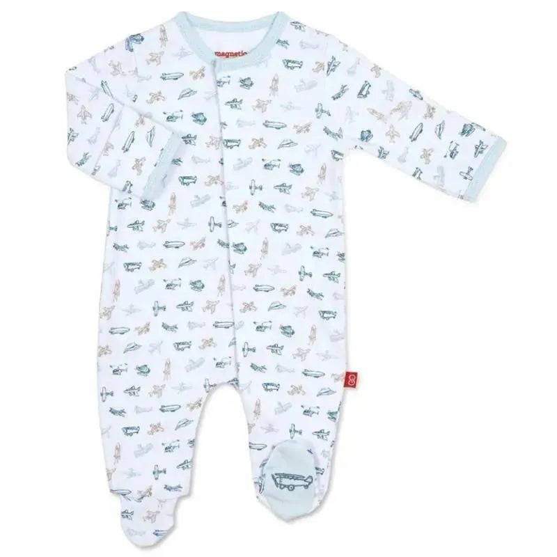 Magnetic Me – Airplanes Organic Cotton Magnetic Baby Footie
