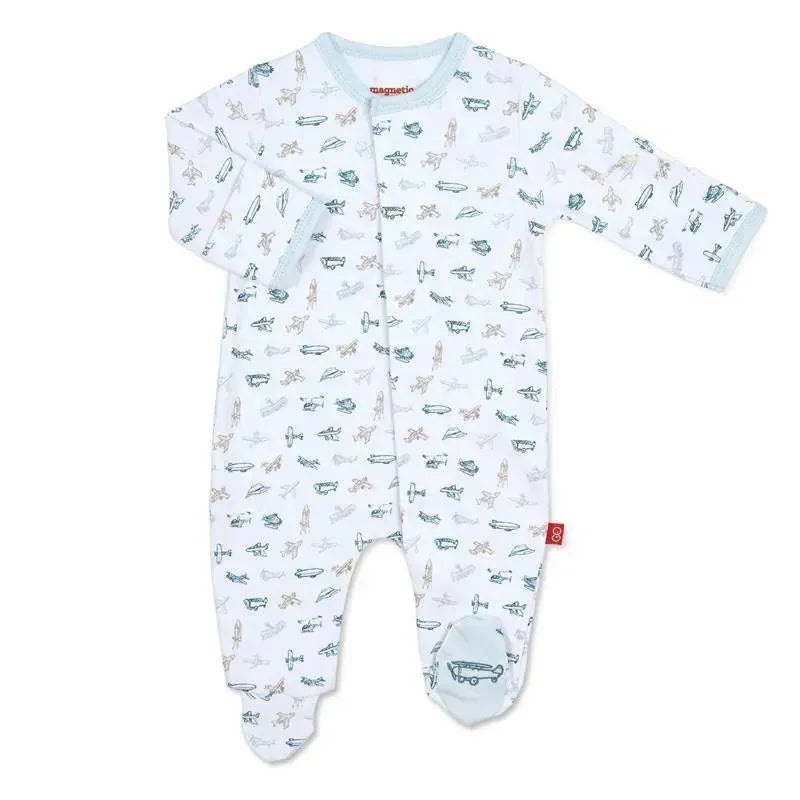 Magnetic Me – Airplanes Organic Cotton Magnetic Footie