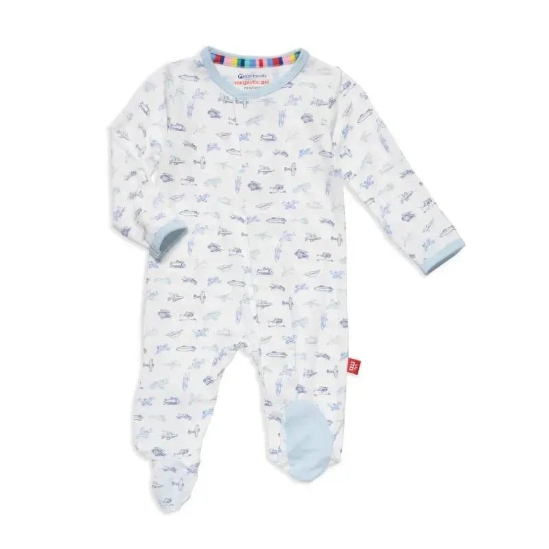 Magnetic Me – Baby Airplanes Organic Cotton Magnetic Footie