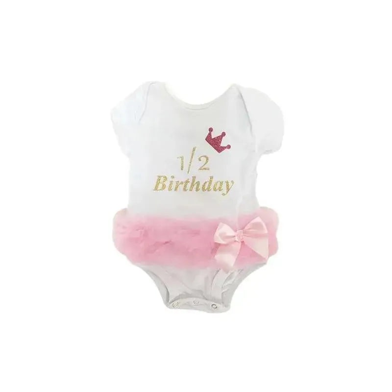 Popatu Baby Tutu Bodysuit Half Year Birthday Tutu, 6/9M