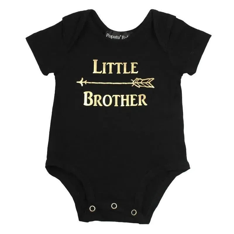Popatu Black Infant Bodysuit Little Brother, 6M