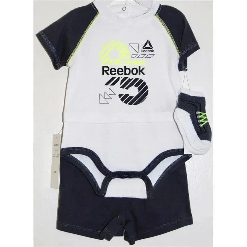 Reebok – Layette Knit Creeper/Short/Bootie 3Pc Set, True White