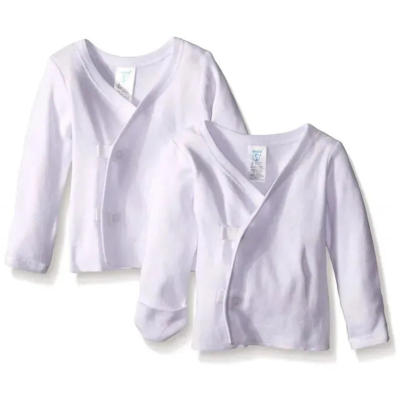 Spasilk – 2 Pack Long Side Snap Tee White
