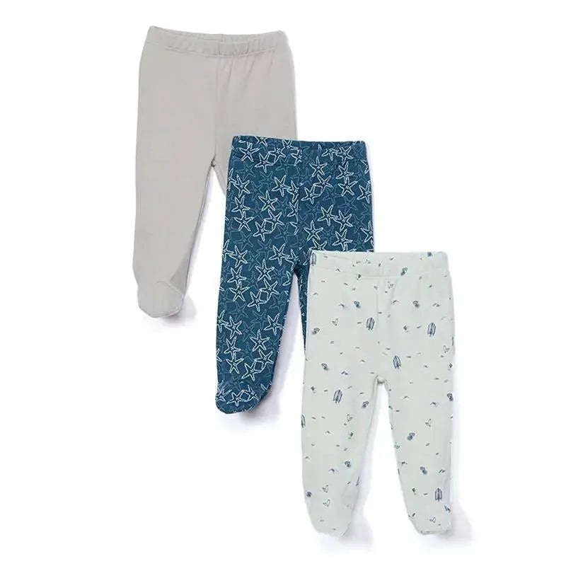 Spasilk – 3 Pack Footed Pants, Navy Ocean