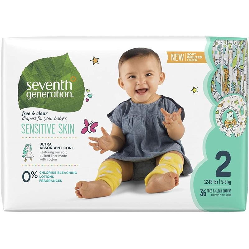 Seventh Generation Baby Free And Clear Diapers Stage 2: 12-18 Lbs