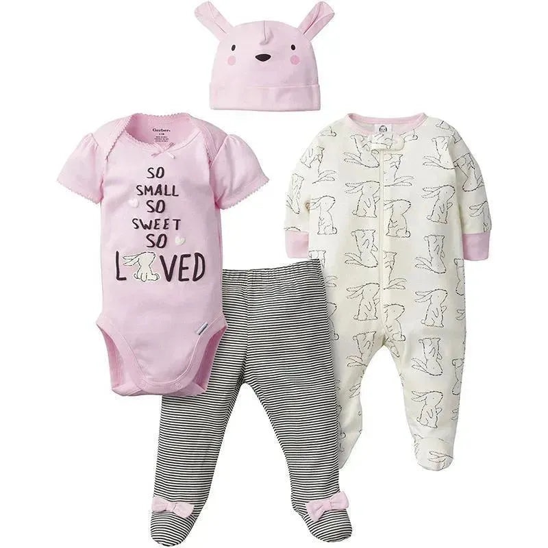 Gerber – 4 Pc Onesie, Pants and Hat Set, Bunny