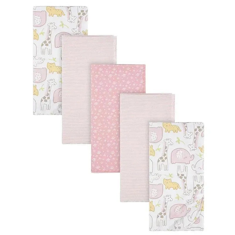 Gerber Bedding – 5Pk Flannel Baby Blanket – Girl Safari