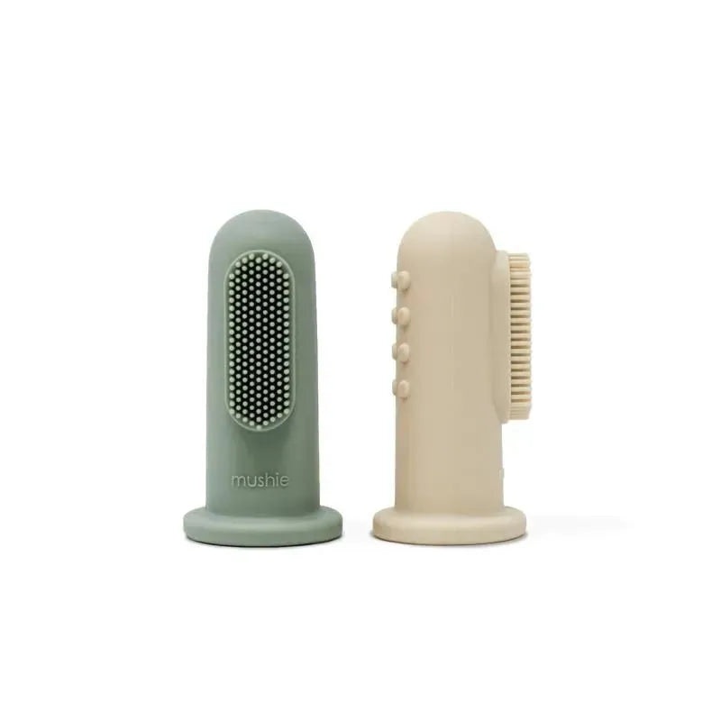 Mushie – Finger Toothbrush (Shifting Sands/ Cambridge Blue)