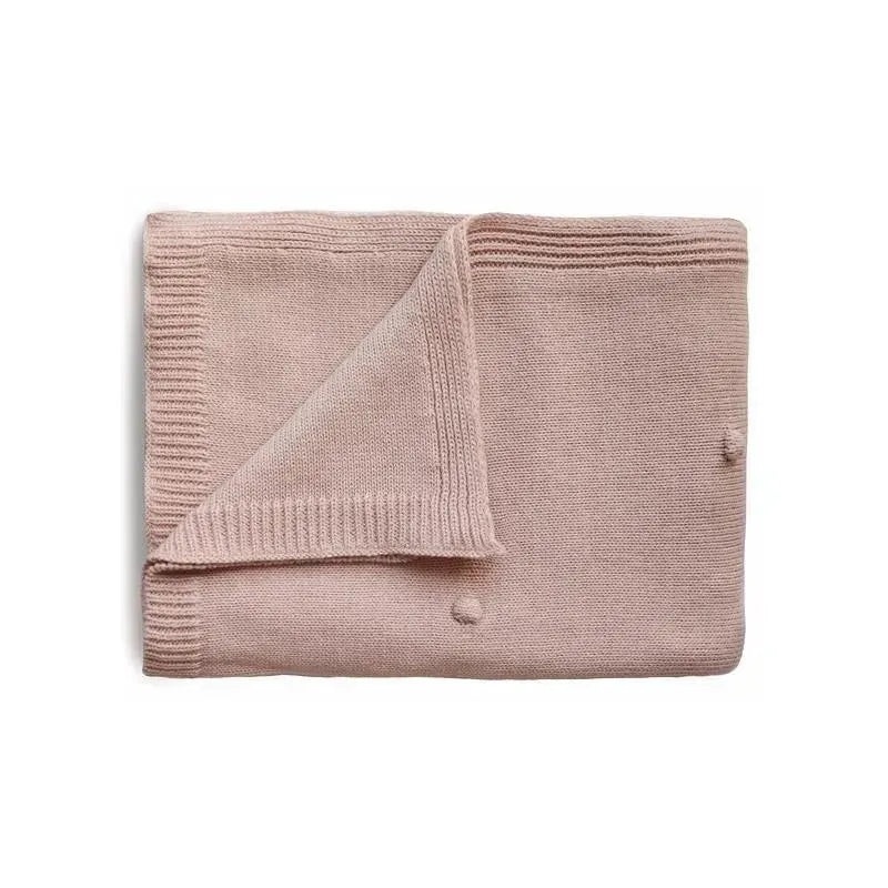 Mushie – Knitted Textured Dots Baby Blanket – Blush