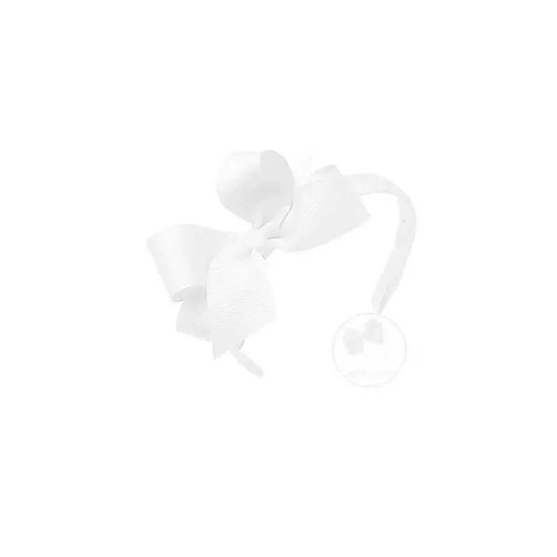 Wee Ones Medium Classic Grosgrain Bow On Matching Headband, White