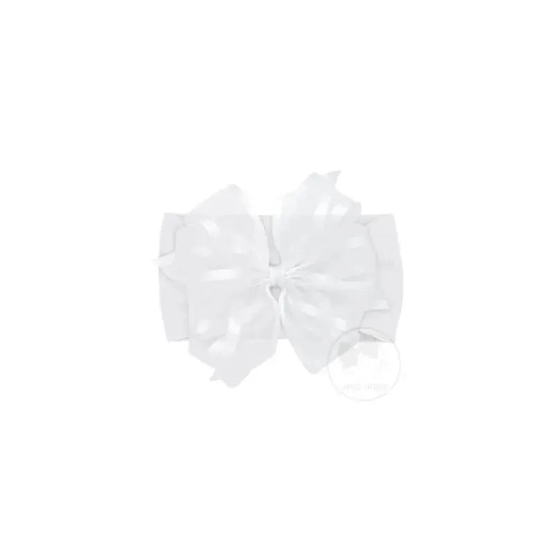Wee Ones Medium Satin Edge Double Organza Bow On Baby Band, White