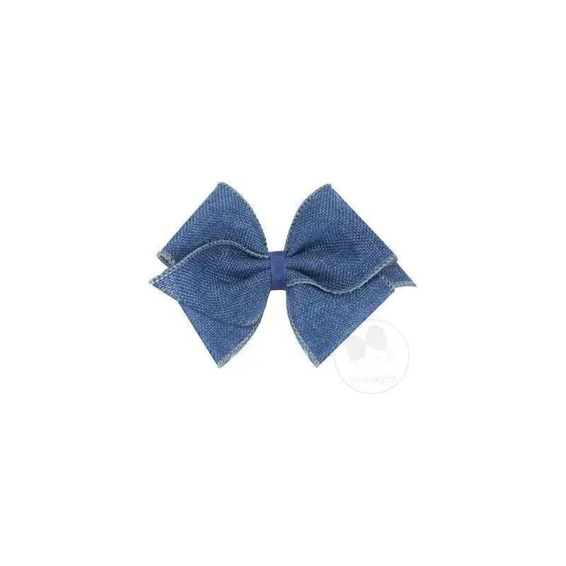 Wee Ones Mini King Burlap Bow, Denim, Size 5.25 X 3.5 (2 1/4 Ribbon)