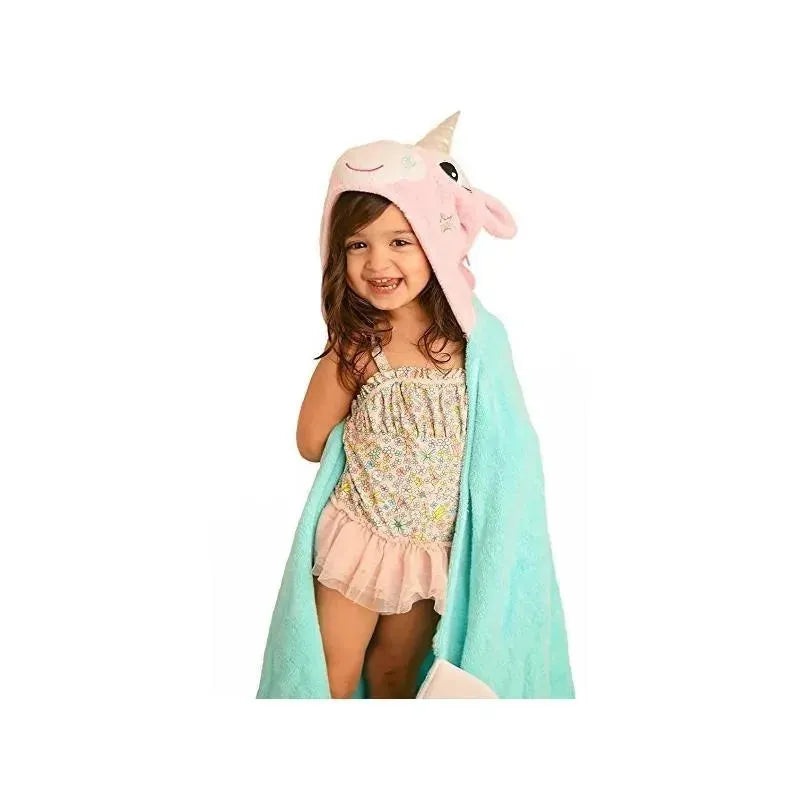 Zoocchini Kids Plush Terry Hooded Bath Towel Allie the Alicorn, Pink/Green