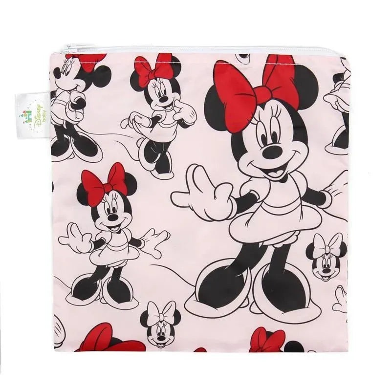 Bumkins Disney Reusable Snack Bag, Large – Classic Minnie Mouse