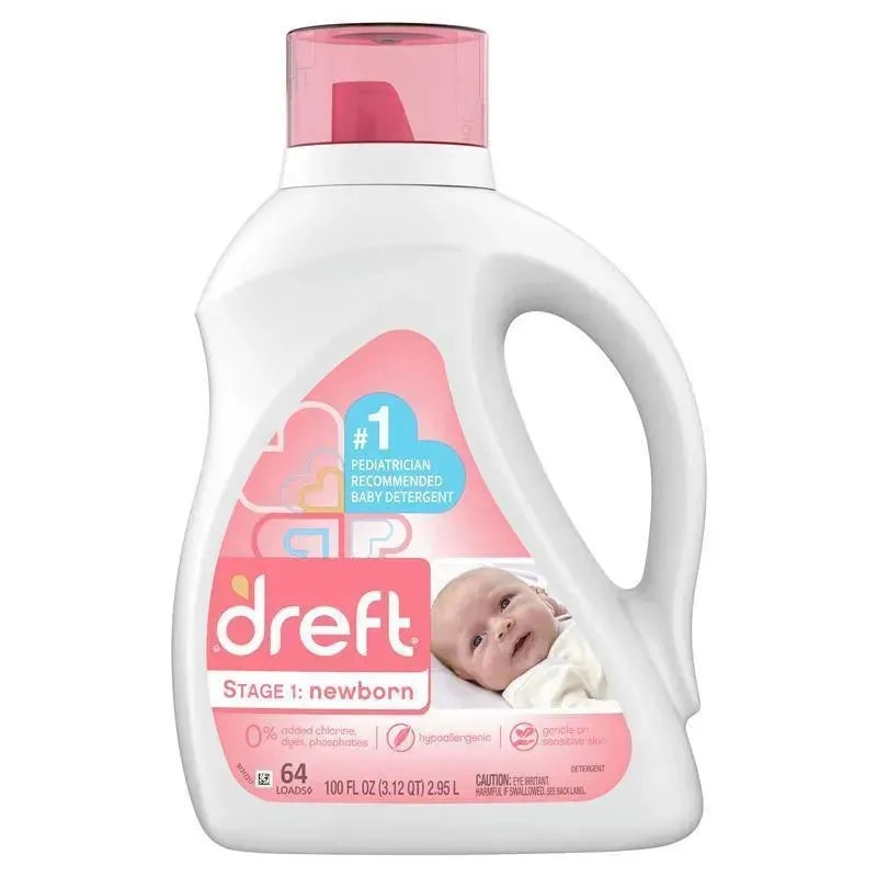 Dreft Newborn Baby Liquid Laundry Detergent – 64 Loads – 100 Fl Oz