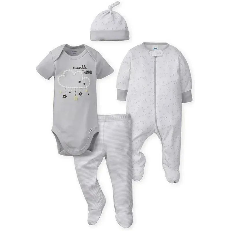 Gerber – 4 Pc Set Snap, Onesie, Footed Pant & Cap Neutral, Lamb