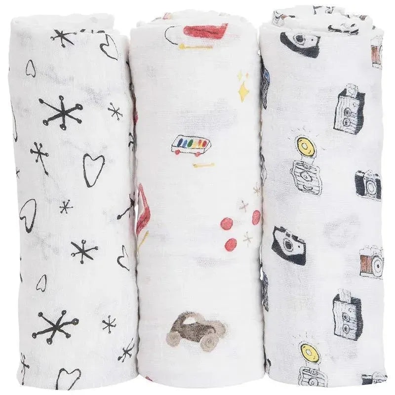 Little Unicorn 3 Pack Boss Baby Cotton Muslin Swaddle – Toy Box, Multi