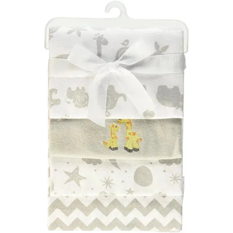 Spasilk 4 Pack Cotton Flannel Receiving Blankets – Grey Animals