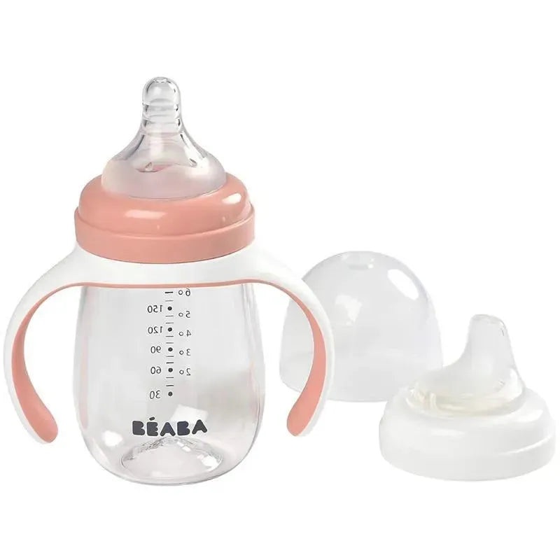 Beaba – 2-in-1 Bottle To Sippy Learning Cup, Rose