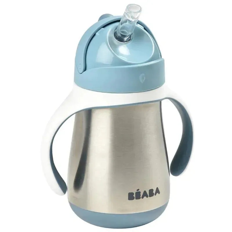 Beaba – Stainless Steel Straw Sippy Cup with Handles, Rain