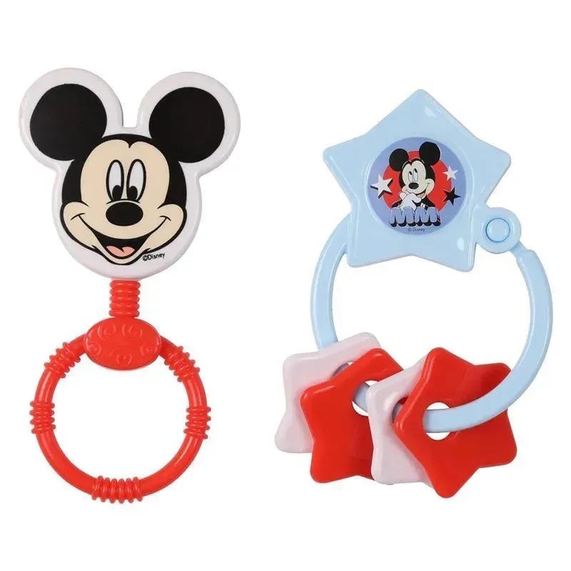 Cudlie – 2Pk Disney Mickey Mouse Rattle & Keyring Teether