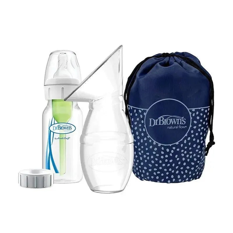 Dr. Brown’s Milkflow Silicone Breast Pump, Breast Milk Catcher with Options+ Anti-Colic Baby Bottle & Travel Bag